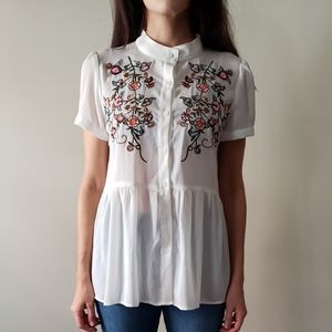 ⭐Flower pattern white blouse ⭐
